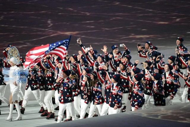 Dallas Robinson & Chris Fogt celebrate Sochi Opening Ceremony