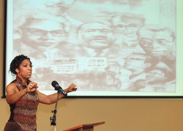 Dawnn Lewis speaks at 2014 Fort Irwin African American/Black History Month observance