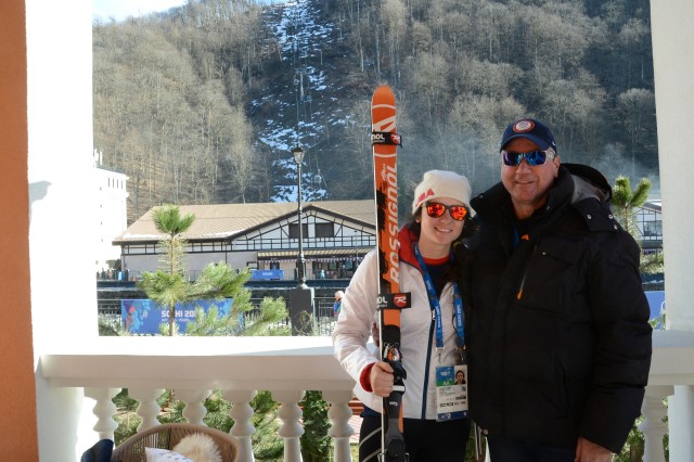 Skier with father in Rosa Khutor