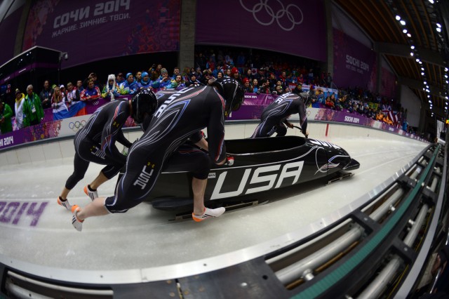 WCAP Capt. Chris Fogt aboard USA-1 Olympic four-man bobsled heat 1