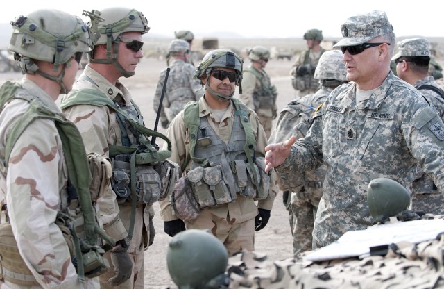 Army's top NCO gets feedback from Soldiers, families at NTC