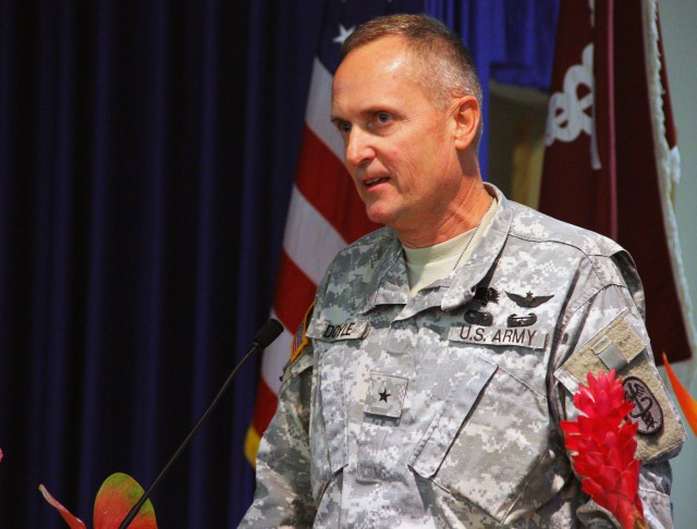 Brig. Gen. Dennis Doyle introduces Army Surgeon General at TAMC Prayer Breakfast