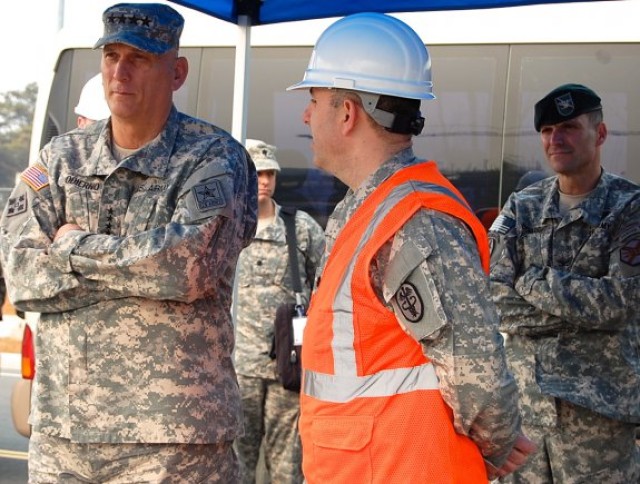 Army Chief of Staff Gen. Ray Odierno receives an update on the construction at Camp Humphreys