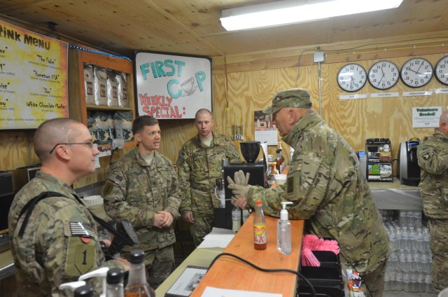 General Odierno chats with First Cup volunteers