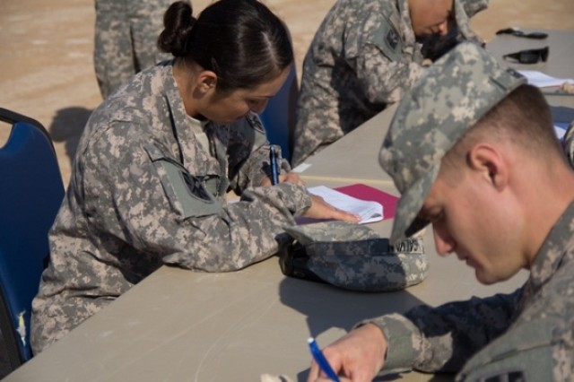Soldiers take written exam as part of the competition