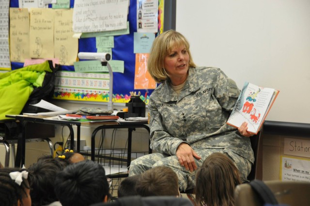 Lt. Gen. Patricia McQuistion, AMC's deputy commanding general supports Read across America