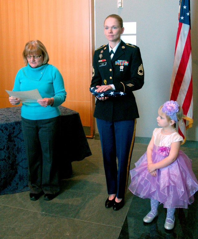 Local soldier re-enlists, honored at Women's Memorial