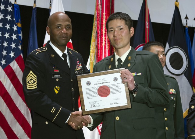 JGSDF's Hirotoshi Uehara inducted into NCO Corps 