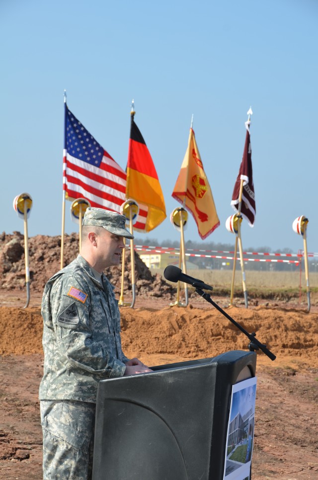 USAG Ansbach Commander Col. Benson speaks at the official groundbreaking ceremony