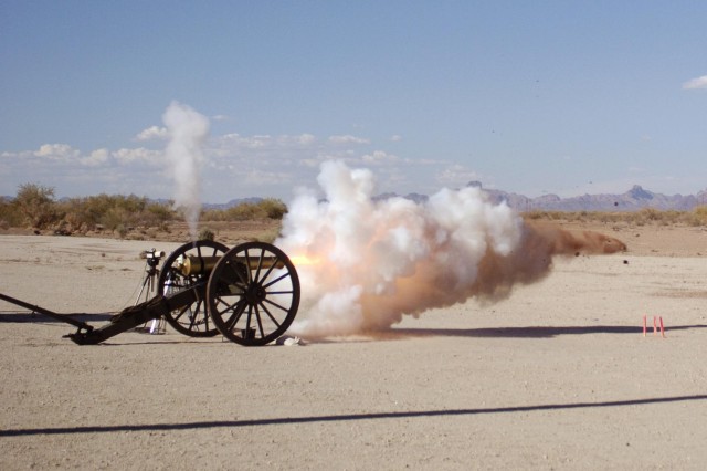 Model 1841 howitzer firing at Yuma Proving Ground