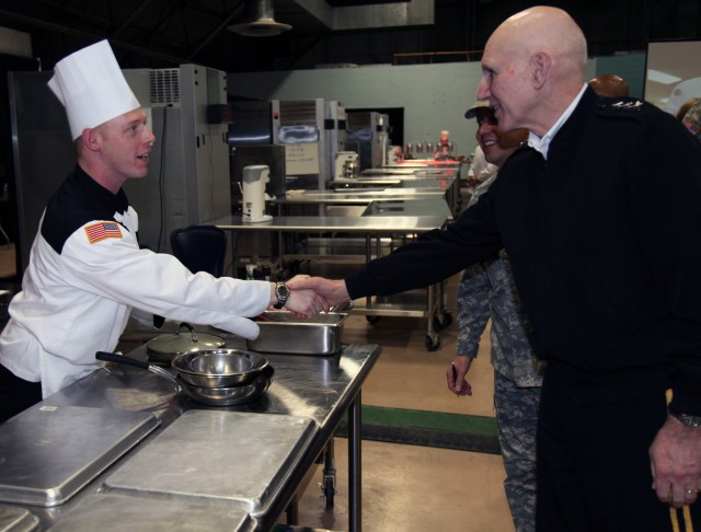 Director of the Army Staff learns about food service training