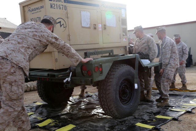 Marines set up generator for big exercise