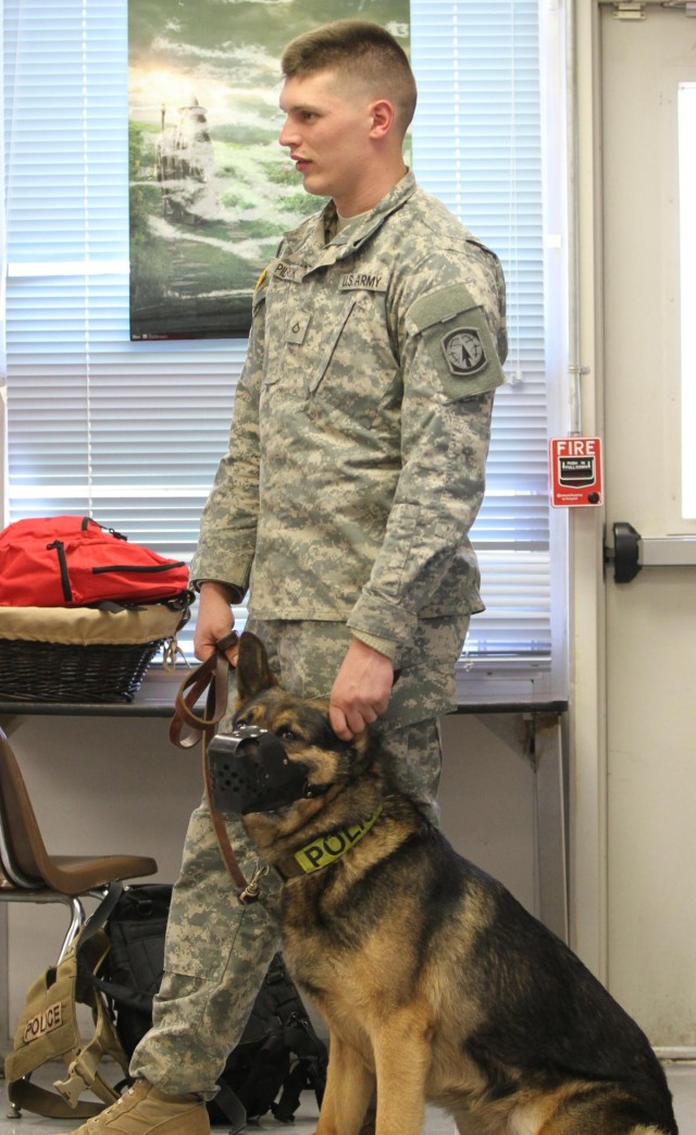 Military Working Dog team visits students