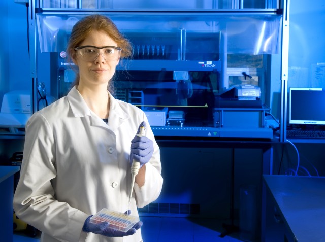 NSRDEC chemical engineer Laurel Doherty in her lab at Natick