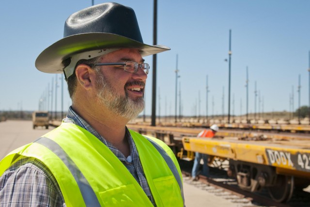 US Army veteran Travis Davis runs the Fort Hood rail yard