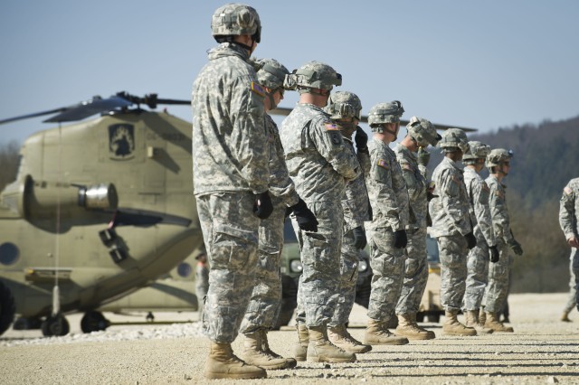 Flight line inspection is conducted prior to inbound helicopters for sling load operations