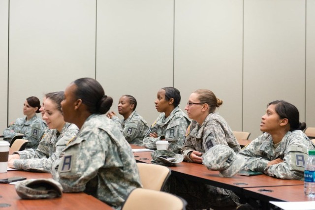 Retired CSM delivers inspiring speech to the 5th AR BDE Sisters-in-Arms program