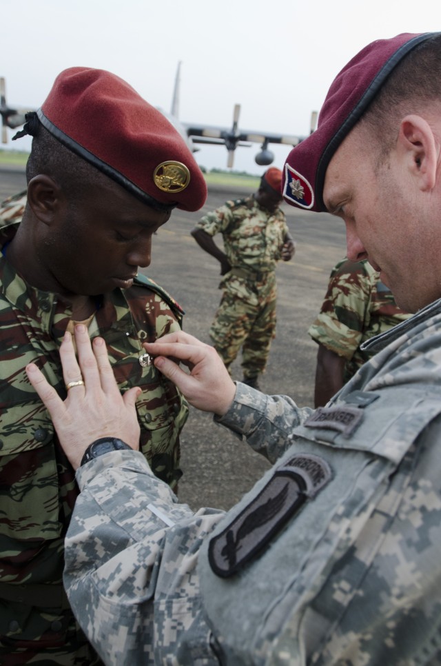 Sky Soldiers conduct first U.S. static-line jump in Cameroon during USARAF-led Central Accord 14