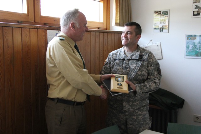 A memento of the visit presented to USAG Ansbach.