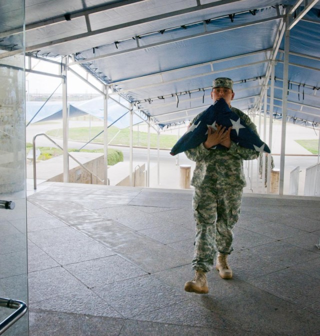 National Colors enter III Corps HQ