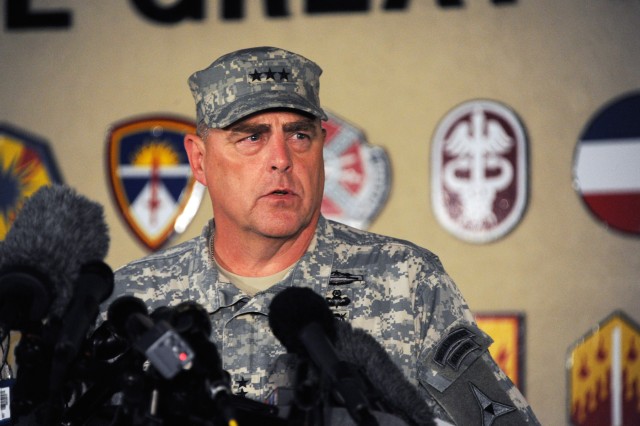 Lt. Gen. Mark Milley briefs media on April 2 shooting