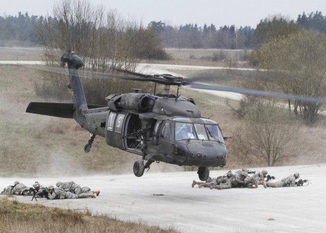 U.S. Army Europe paratroopers train as they help aviation colleagues prepare for deployment