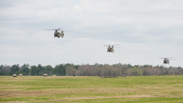 Chinooks on the pick-up zone