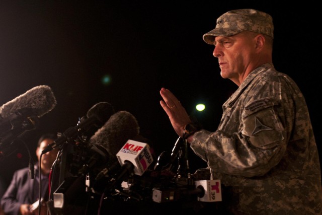 Fort Hood commander addresses media after April 2 shooting
