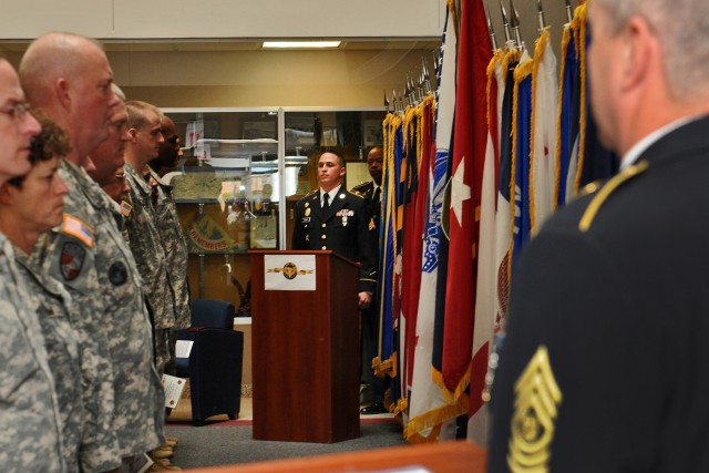 Army Reserve soldiers recite the Soldier's Creed during 106th Army Reserve birthday