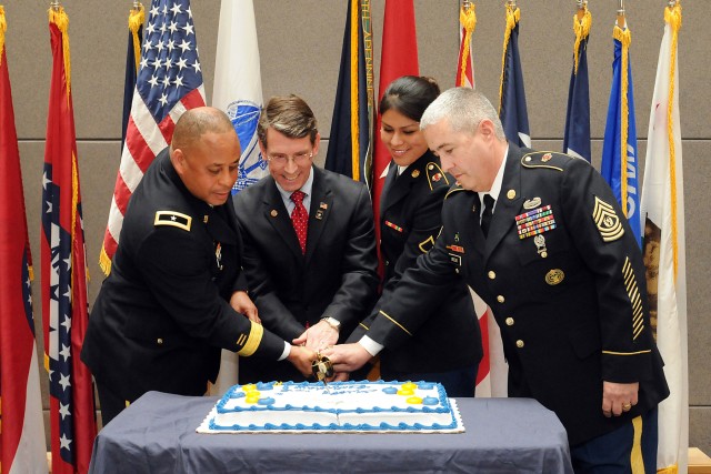 Army Reserve 106th birthday cake cutting with local mayor