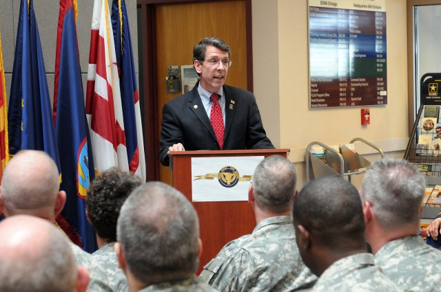 Local mayor and former West Point graduate gives remarks during 106th Army Reserve birthday