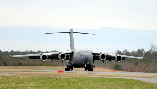 U.S. Air Force C-17s train at Fort A.P. Hill
