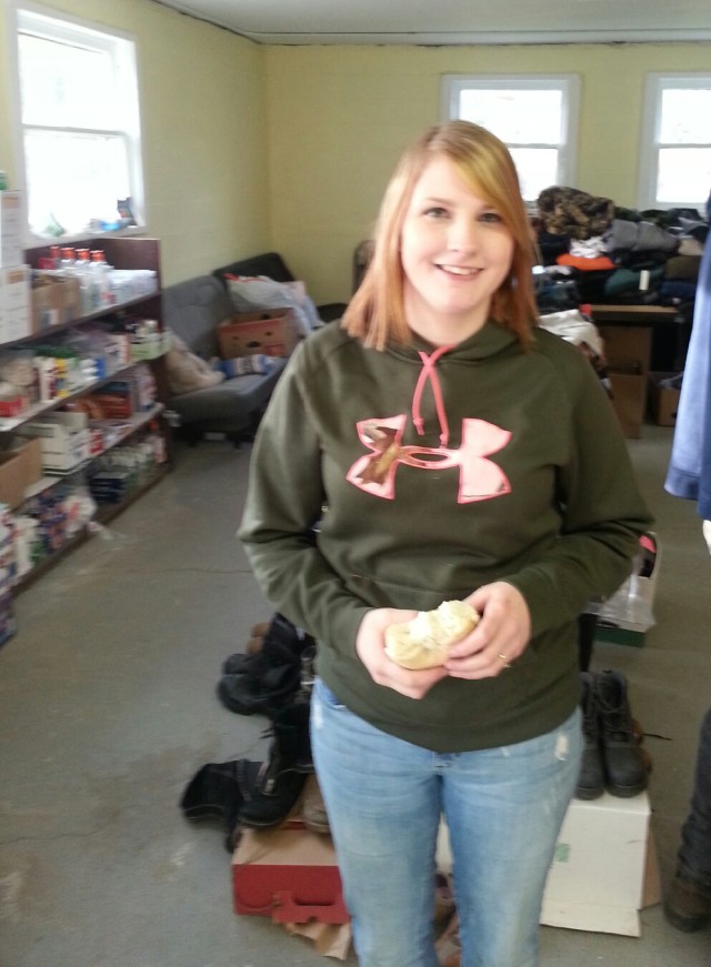 Melissa Daniels, a 'future Soldier' who enlisted in the Army at the Marysville, Wash. recruiting station, volunteers when she isn't working at her regular job.