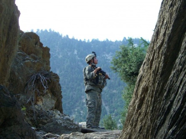 Sgt. Kyle White on patrol in Afghanistan
