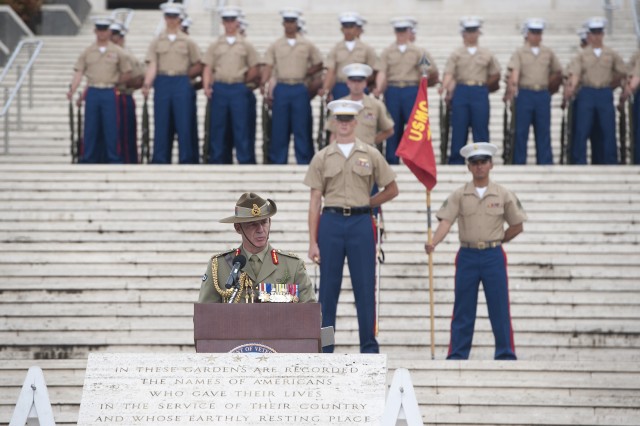 Maj. Gen. Rick Burr makes remarks during ANZAC Day Memorial Service