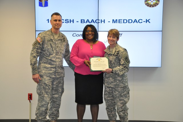 Shawlawn Beckford receives her award