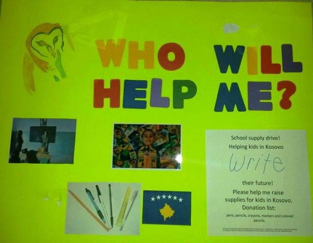 Poster for donations in the school