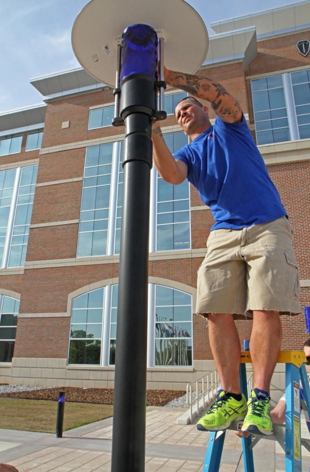 Lighting Up McGinnis-Wickam Hall Blue