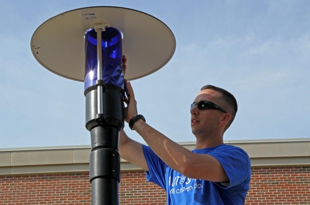 Lighting Up McGinnis-Wickam Hall Blue