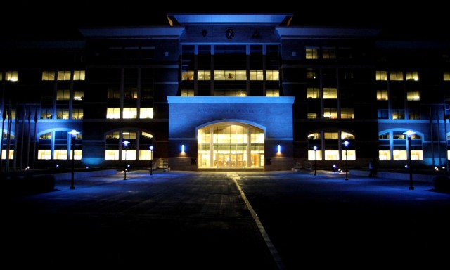 Lighting Up McGinnis-Wickam Hall Blue