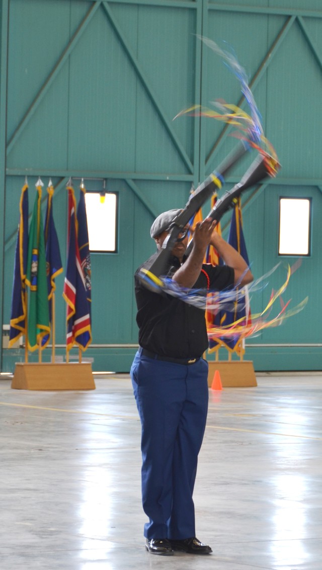 Two rifles in the air