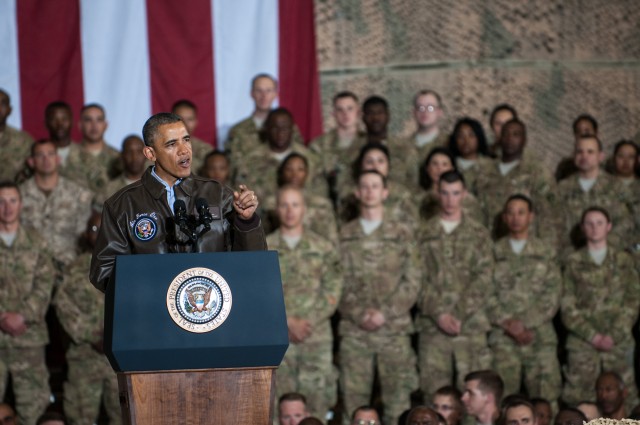 President Obama rallies deployed troops during Afghan visit