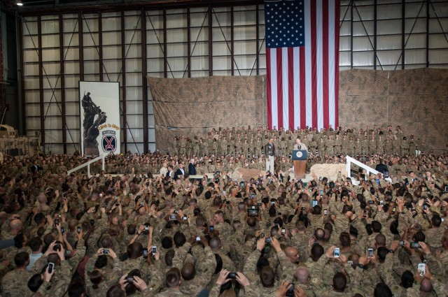President Obama rallies deployed troops during Afghan visit