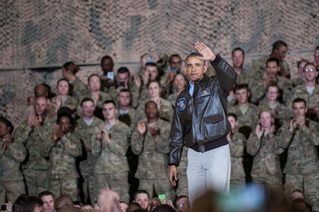 President Obama rallies deployed troops during Afghan visit