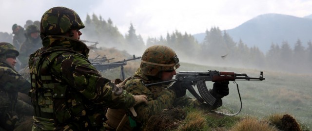 Marines with BSRF-14 make some noise in the Carpathian Mountains