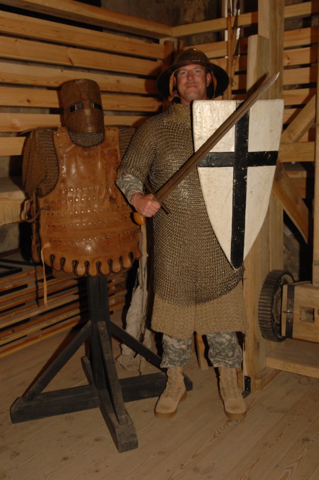 Army mechanic ready for medieval battle
