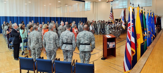 Multi-component Army Reserve unit conduct relinquishment of command ceremony