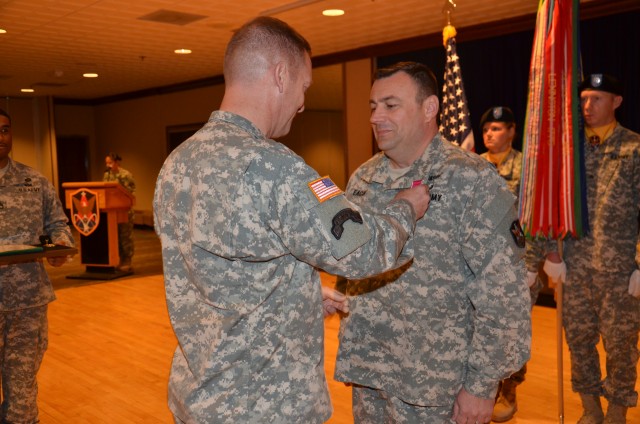 Command Sgt. Maj. Thomas Eagan receives the Legion of Merit