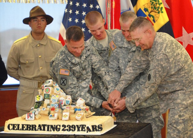 Cake cutting at dining facility