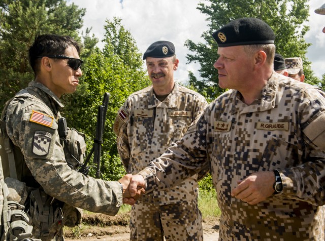 Latvian Armed Forces commander visits troops during Saber Strike